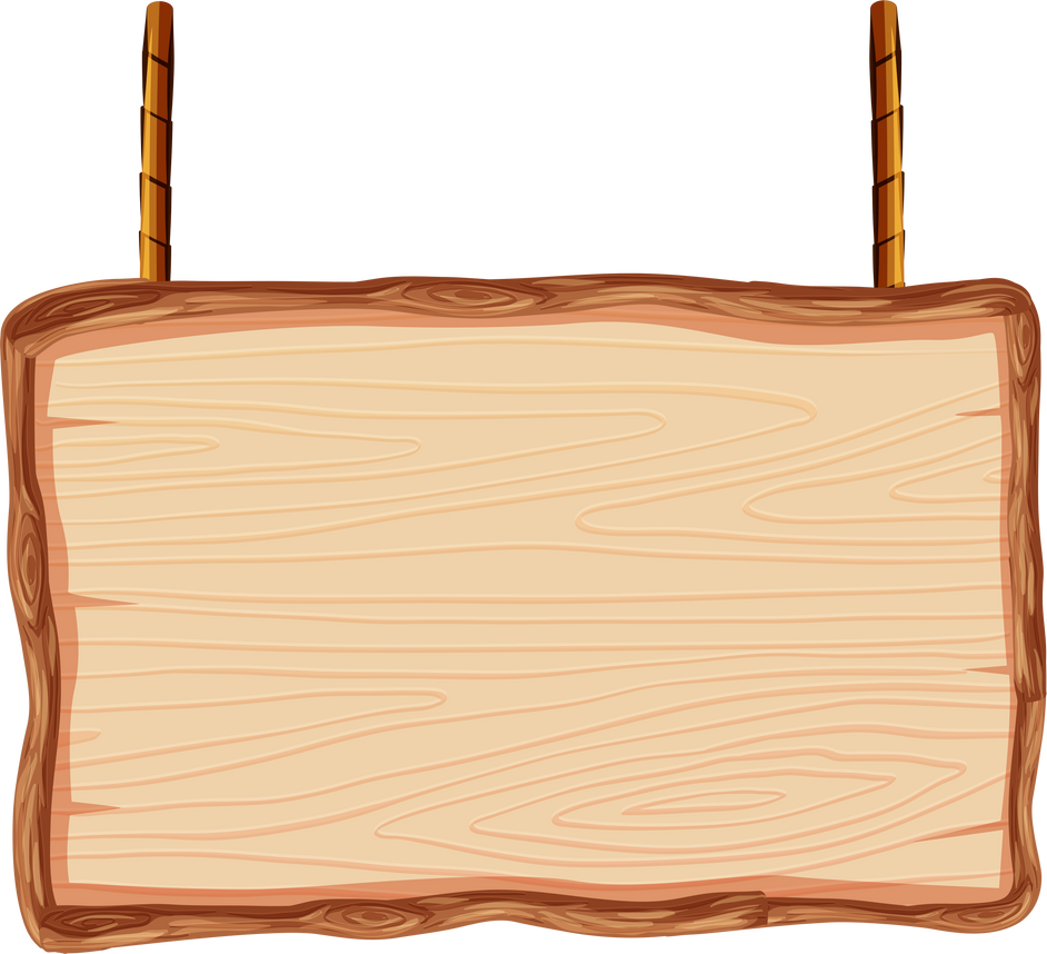 A wooden banner on white background