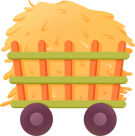 农业农民手绘套系插画-装着稻草的小车