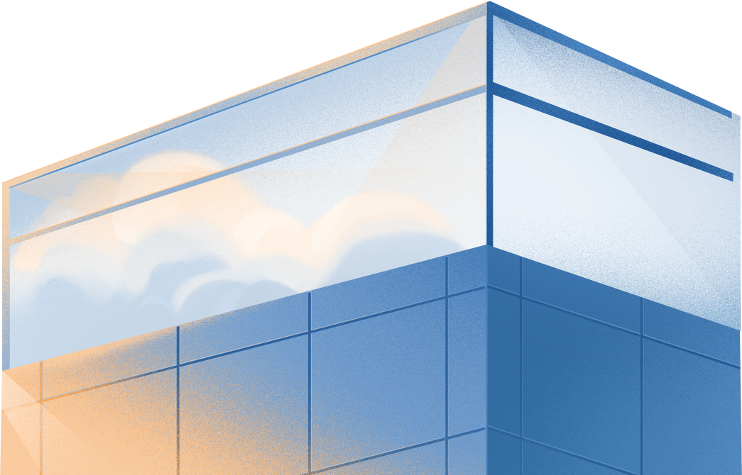 毕业季蓝色天空插画-露台