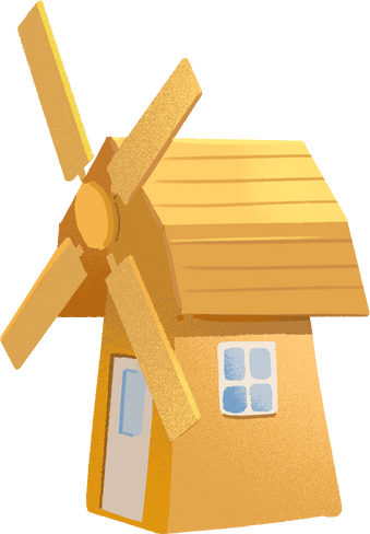 扁平立秋稻田噪点插画-风车