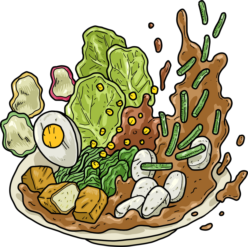 Gado-Gado in Bahasa Indonesia or vegetable salad with peanut sauce