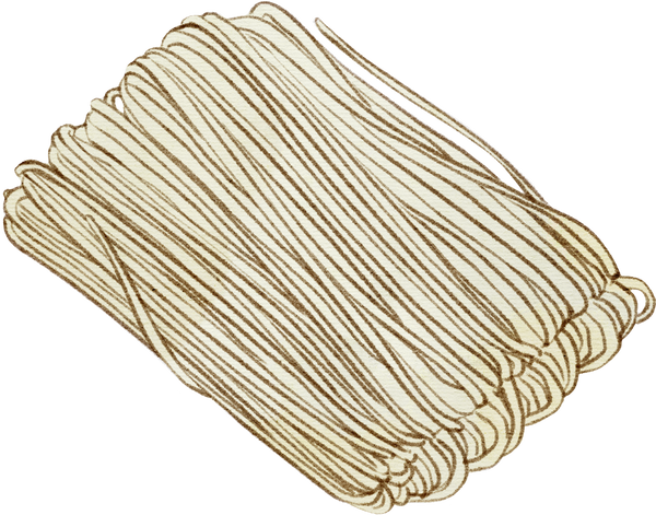 Dried rice noodles hand drawn watercolor