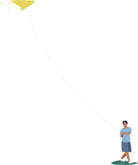 扁平材质露营插画-放风筝