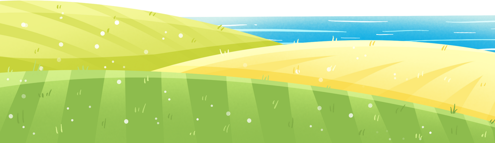 农业农民手绘套系插画-可以看到海的农田